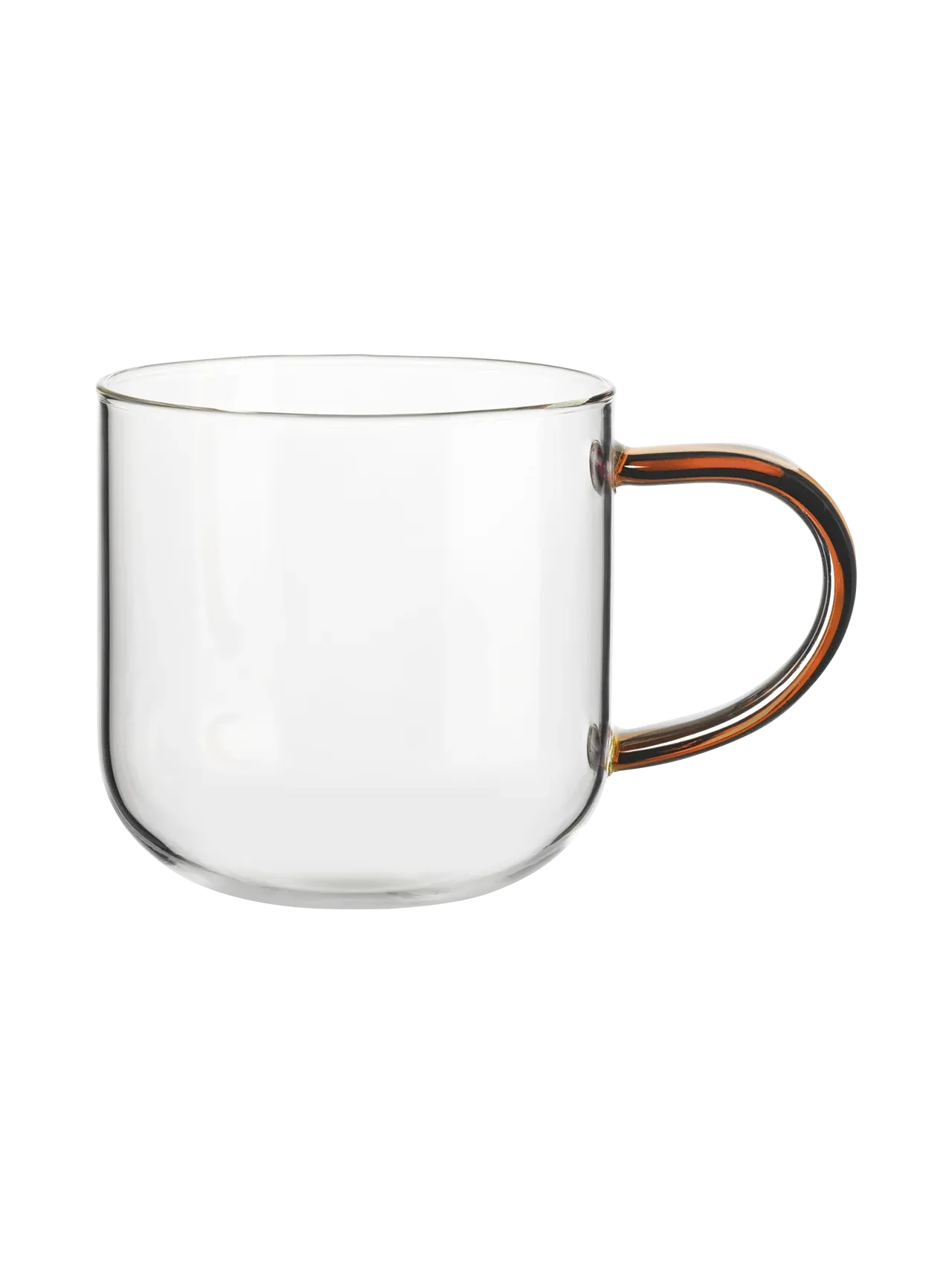 Henkelbecher, mit braunem Henkel 0,4l Teeglas , Cappucchinoglas