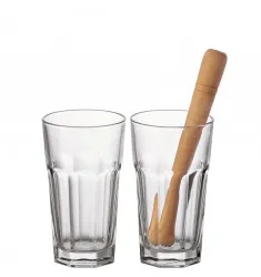 Longdrinkgläser/Stößel BAR 3-teilig 540 ml Die Grundausstattung für Caipirinha-Fans!
