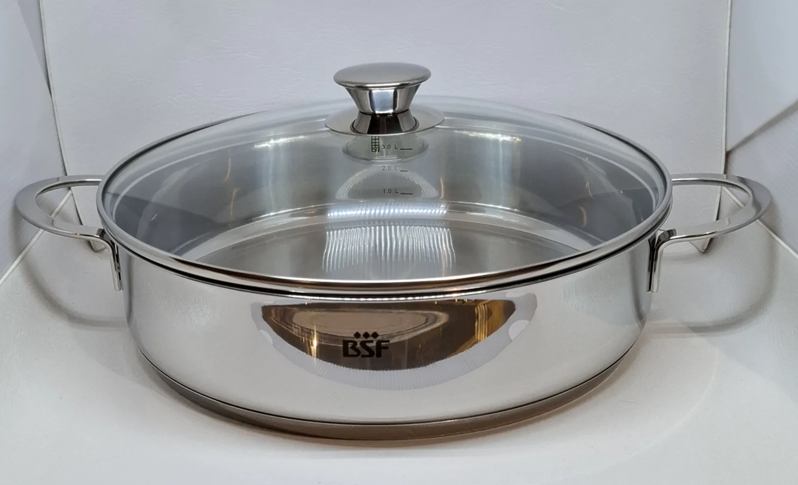 BSF Bordeaux Servierpfanne mit Deckel 28 cm, Edelstahl, spülmaschinengeeignet