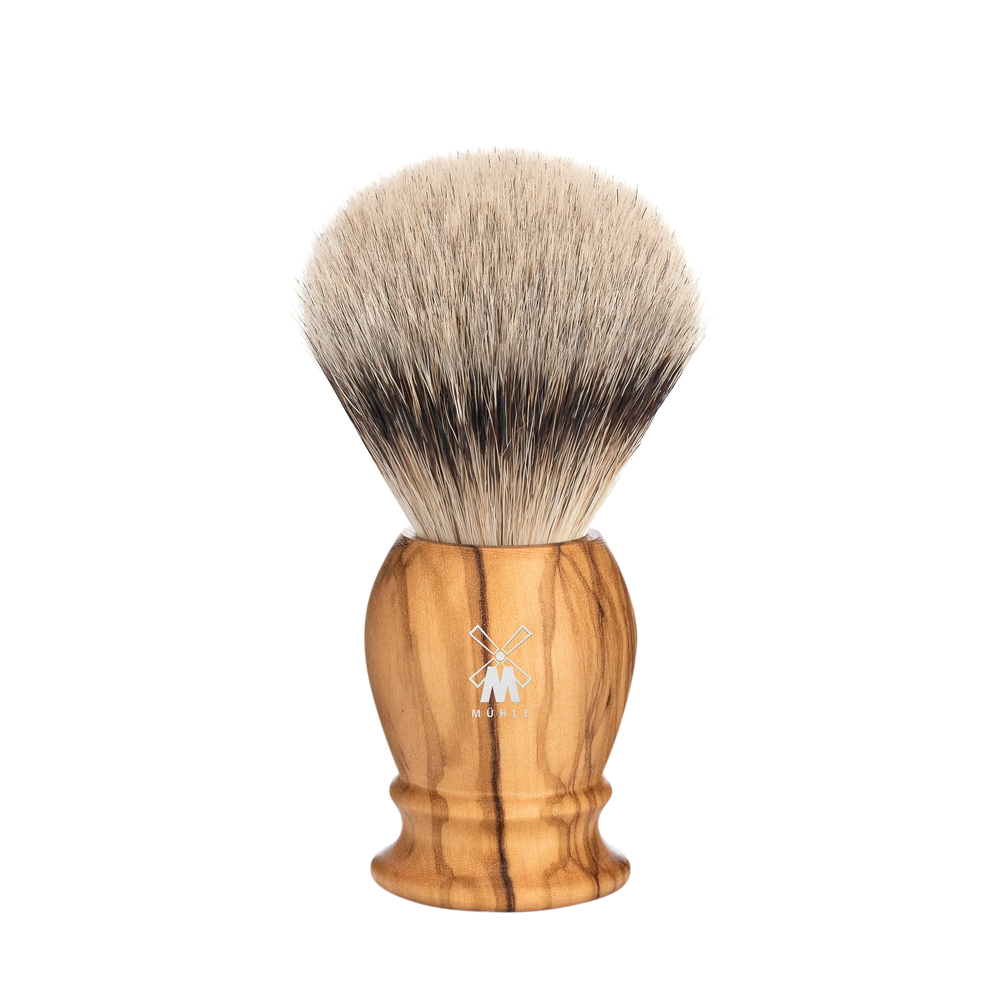 CLASSIC Rasierpinsel Silberspitz Dachszupf Handarbeit, Griff aus Olivenholz