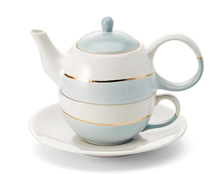 Tea for one Lieske blau 0,4l mit Goldauflage