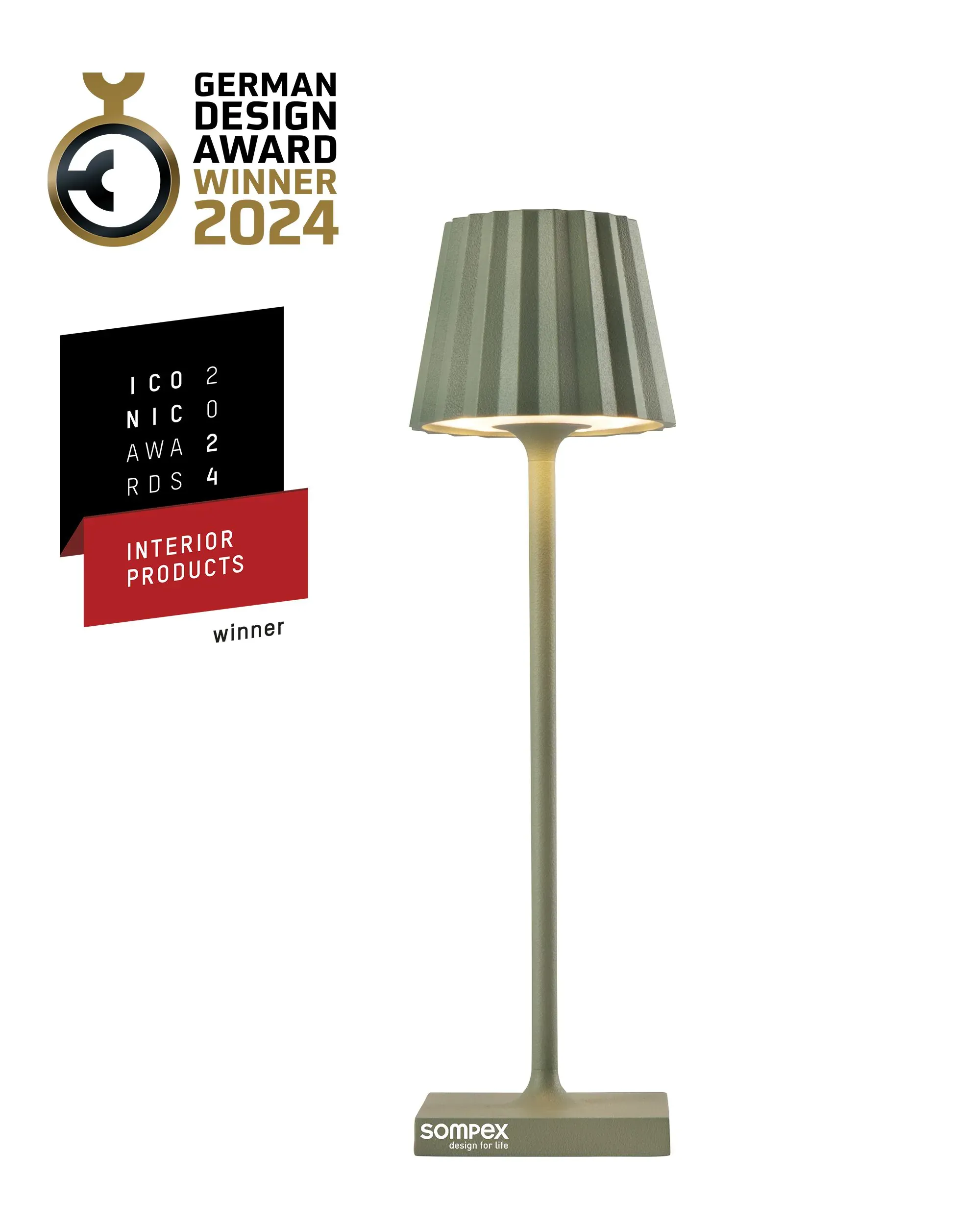 Akku Tischleuchte Troll Nano olivgrün H 21cm Aluminium dimmbar,1,6 Watt, 165 Lumen