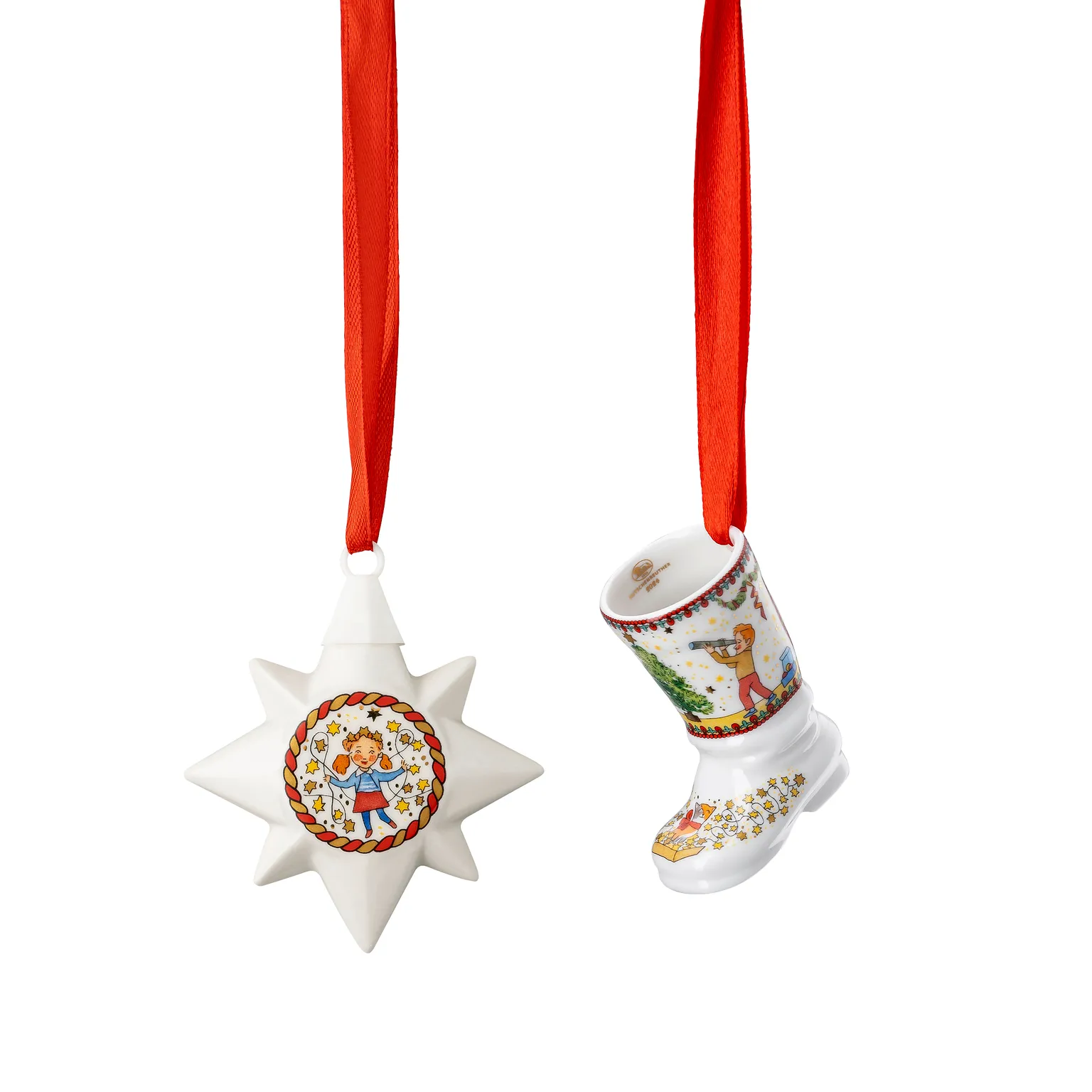 Mini-Set Porzellanstern u.-stiefel 2024 Sammel- edition Weihnachtsleuchten