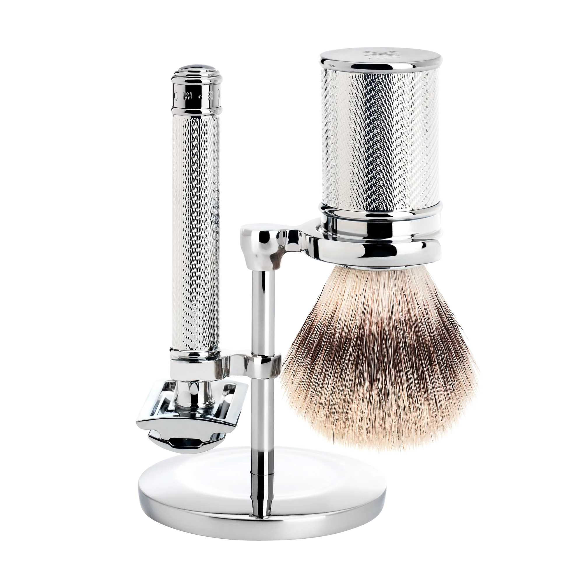 Rasierset 3tlg. TRADITIONAL Rasierpinsel  Silvertip Fibre, Rasierhobel geschl. Kamm&Ständer