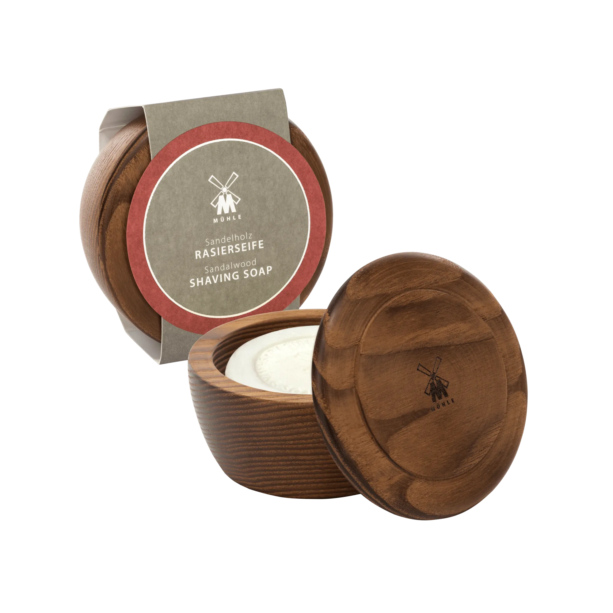 Holzschale Esche mit hochwertiger Rasierseife Sandelholz 65g,