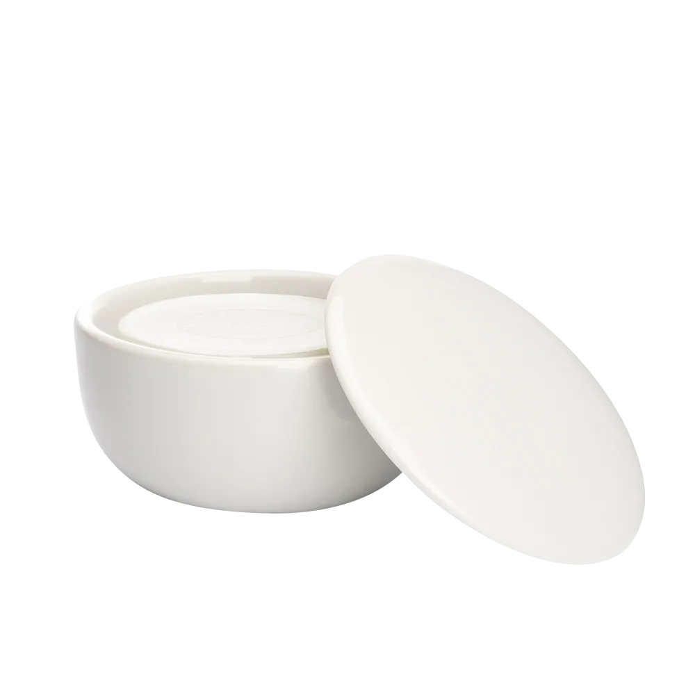Porzellanschale mit hochwertiger Rasierseife Grapefruit & Mint 65g