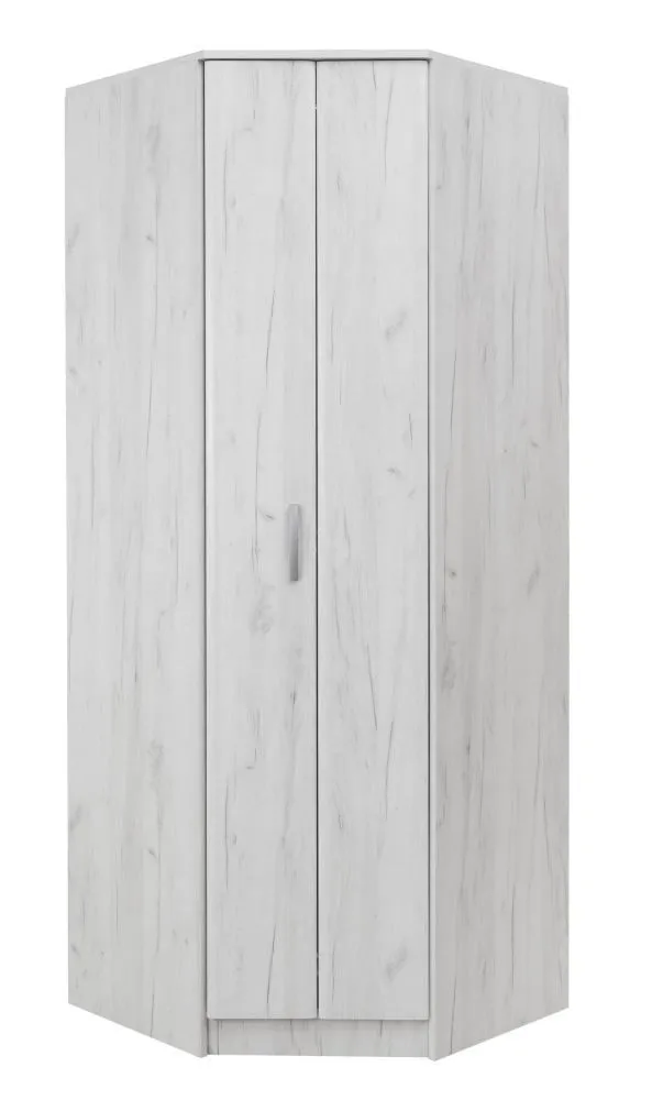Drehtürenschrank / Eckkleiderschrank Muros 06, Farbe: Eiche Weiß - 222 x 87 x 50 cm (H x B x T)