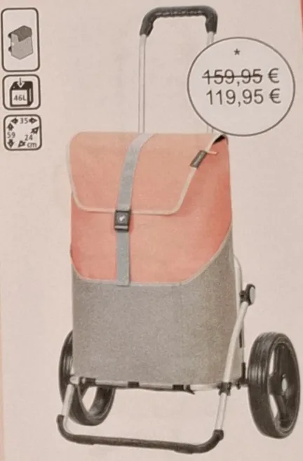 Einkaufstrolli Royal Shopper Vigo Rose/Grau 46l Tasche mit großen Rädern