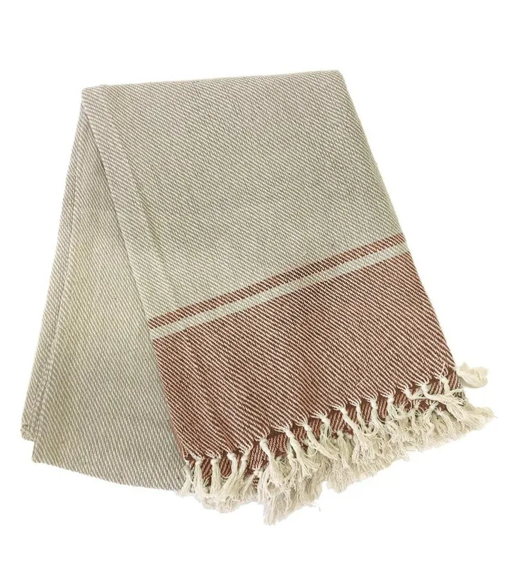 Plaid in Cotone con Frange 150 x 250 cm Rosso - Tirolix