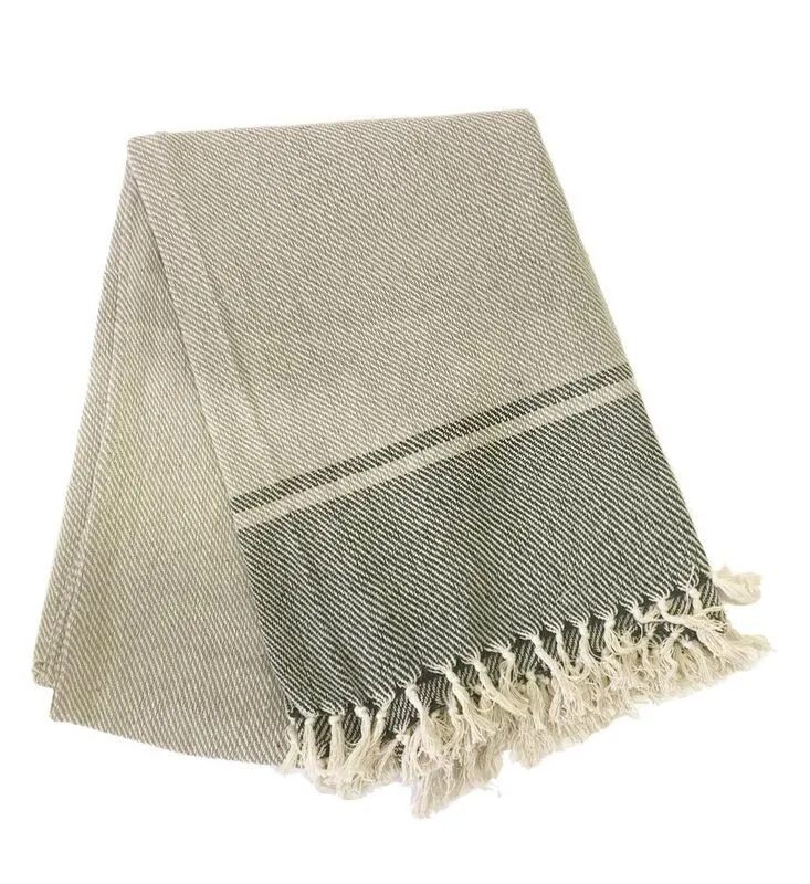 Plaid in Cotone con Frange 150 x 250 cm Nero - Tirolix