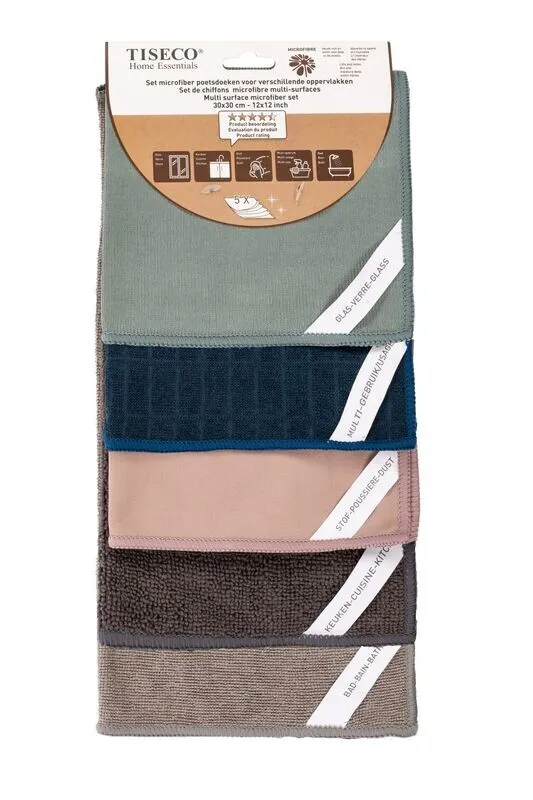 Panni Microfibra 5 Pz. 30x30 cm Multicolore - Tirolix