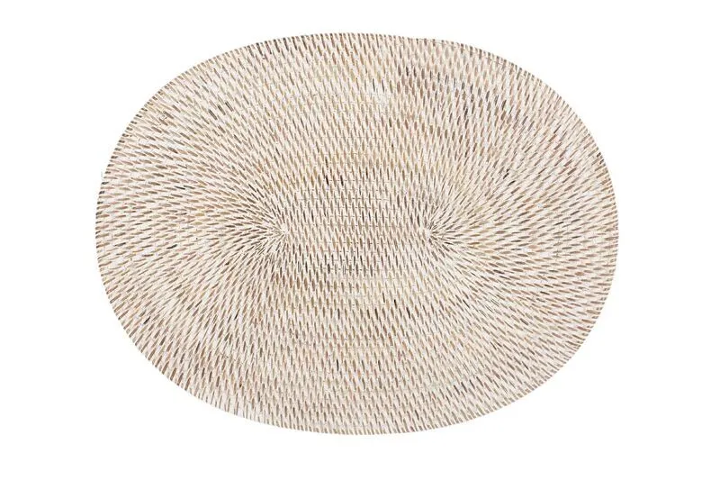 Tovaglietta Rattan Ovale 30x40 cm Bianco - Tirolix