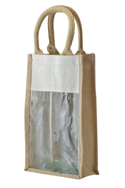 Portabottiglie in Juta 36x20x10 cm Naturale/Bianco