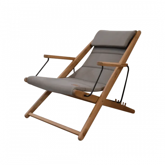 Gartenstuhl Klappstuhl Loungesessel mit Armlehne Teak holz Beige Beaver Creek