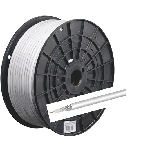 100m Koaxkabel 75-Ohm 80dB für SAT TV BK CABELTV  5mm Weiss 2fach geschirmt auch für Kabelfernsehen