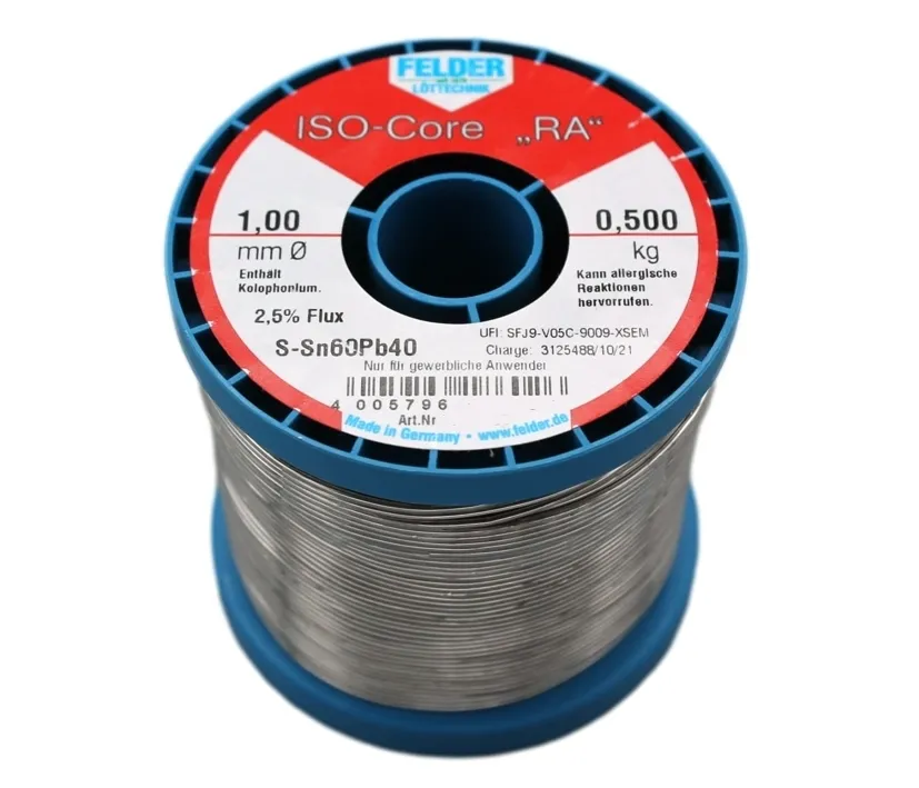 1mm Lötzinn 500g mit Flussmittel Pb haltig SN60Pb40