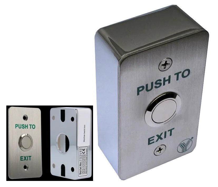 Türöffnertaste EXIT Knopf mit Edelstahl AP-Gehäuse für Elektrischer Türhalter Türöffner Elektromagnete usw
