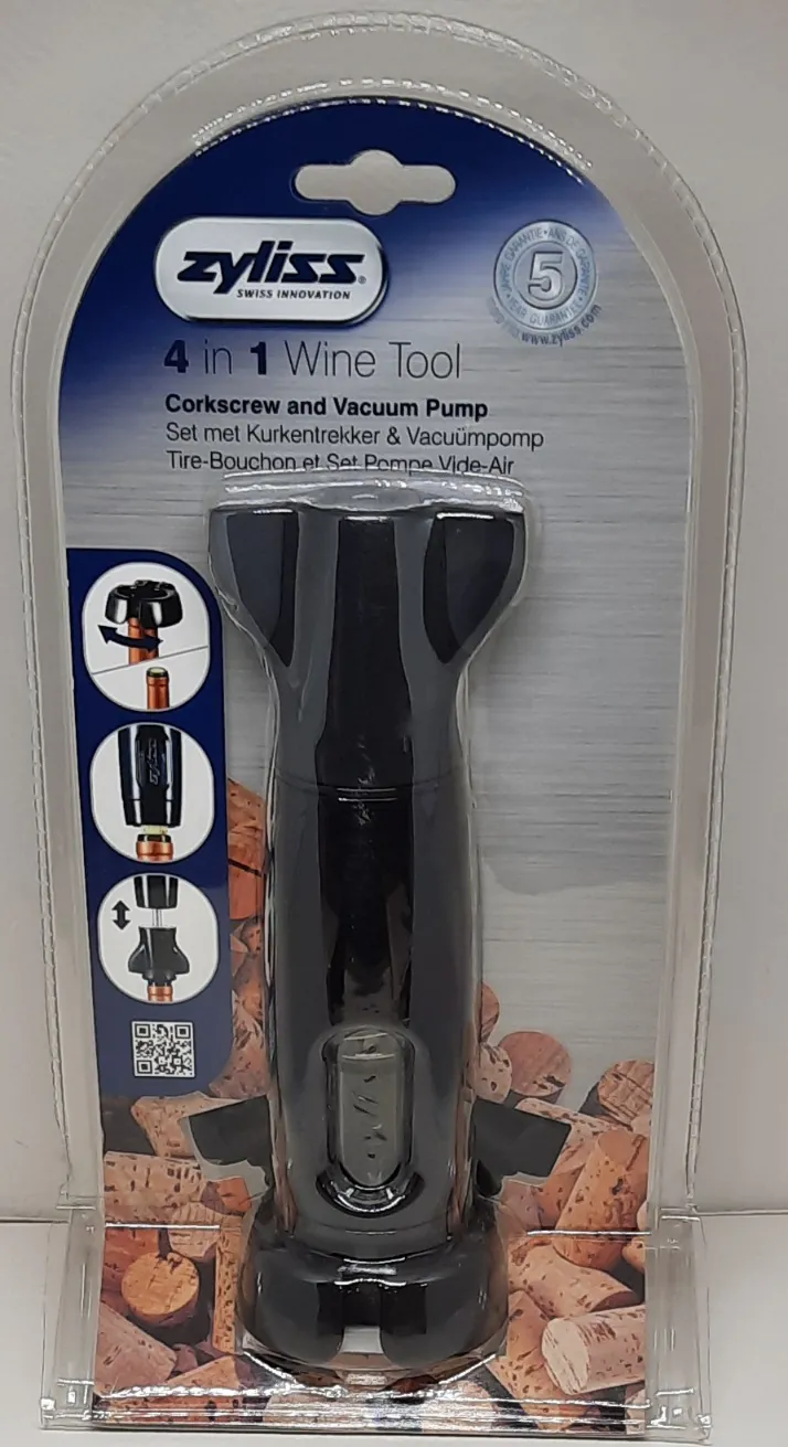 Zyliss Korkenzieher & Vakuumpumpe incl.Folienschneider und 2 Flaschenstöpseln