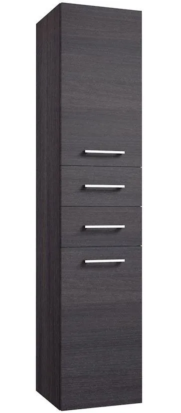 Badezimmer - Hochschrank Rajkot 77, Farbe: Eiche Schwarz - 160 x 35 x 35 cm (H x B x T)