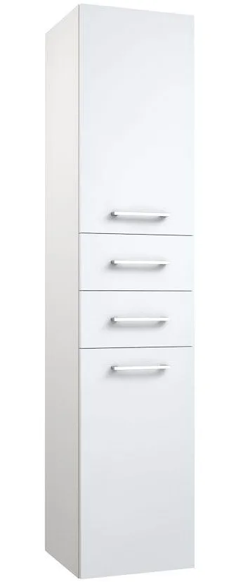Badezimmer - Hochschrank Rajkot 74, Farbe: Weiß glänzend – 160 x 35 x 35 cm (H x B x T)