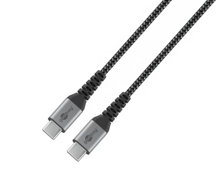 0,5m USB-C Kabel Anschlusskabel USB-C auf USB-C Metallstecker Textilummantelung bis 3A 60W