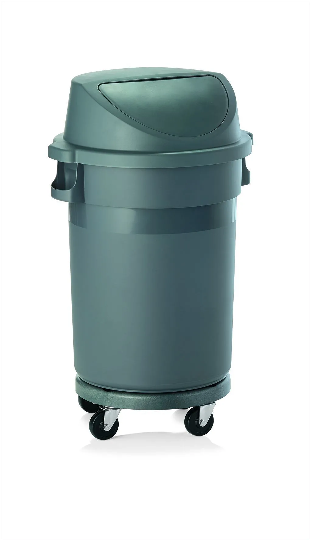 WAS Abfallbehälter, 120 ltr., Ø 46 cm, Höhe 102 cm, mit Transporttrolley, Pushde