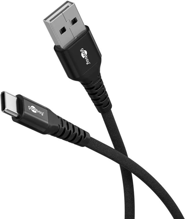 0,5m USB-C Kabel Anschlusskabel USB-C auf USB-A Metallstecker Textilummantelung bis 3A 60W
