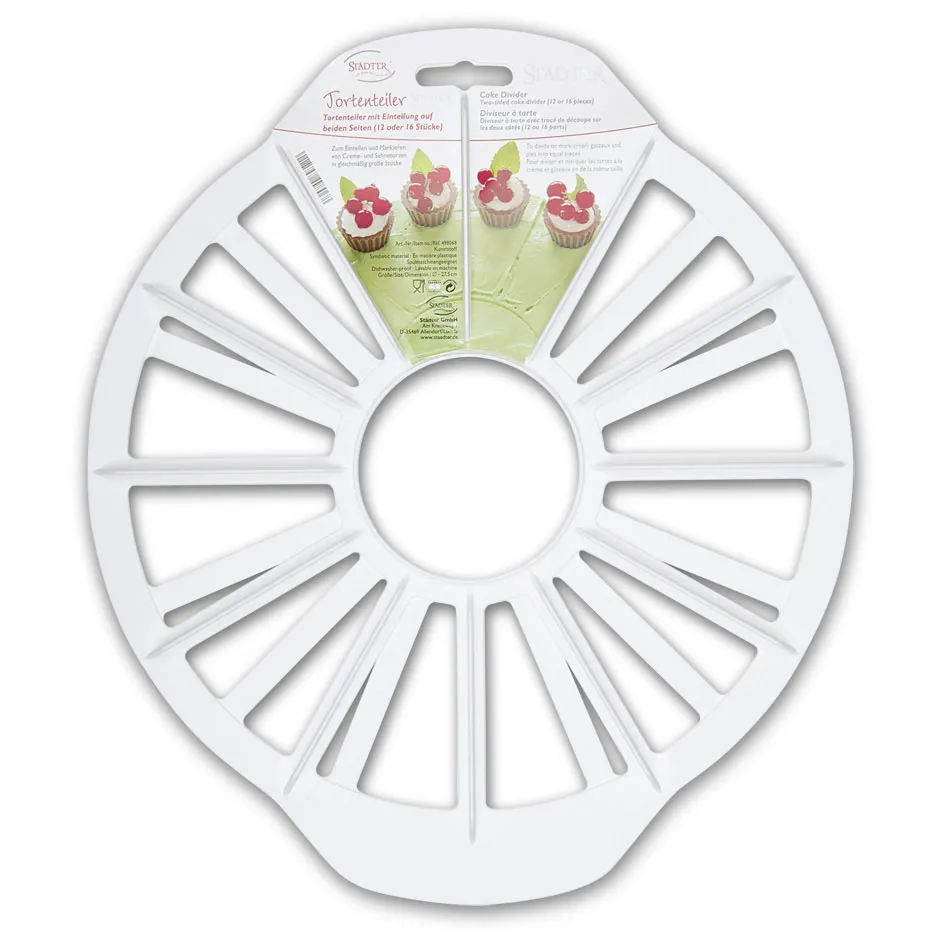 Torteneinteiler für 12 oder 16 Stücke Kunststoff-PP  lebensmittelecht  spülmaschinenge
