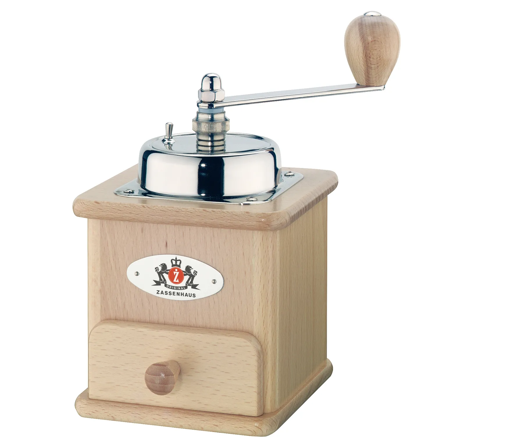 Kaffeemühle Brasilia Buchenholz Stahlmahlwerk 12x12,5x20cm
