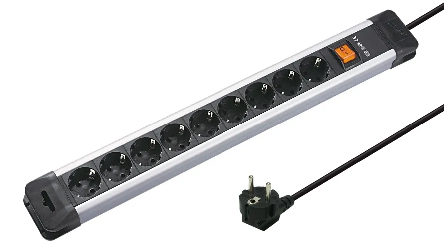 Steckdose 9-fach Steckdosenleiste 16A mit Netzschalter und Befestigungsösen