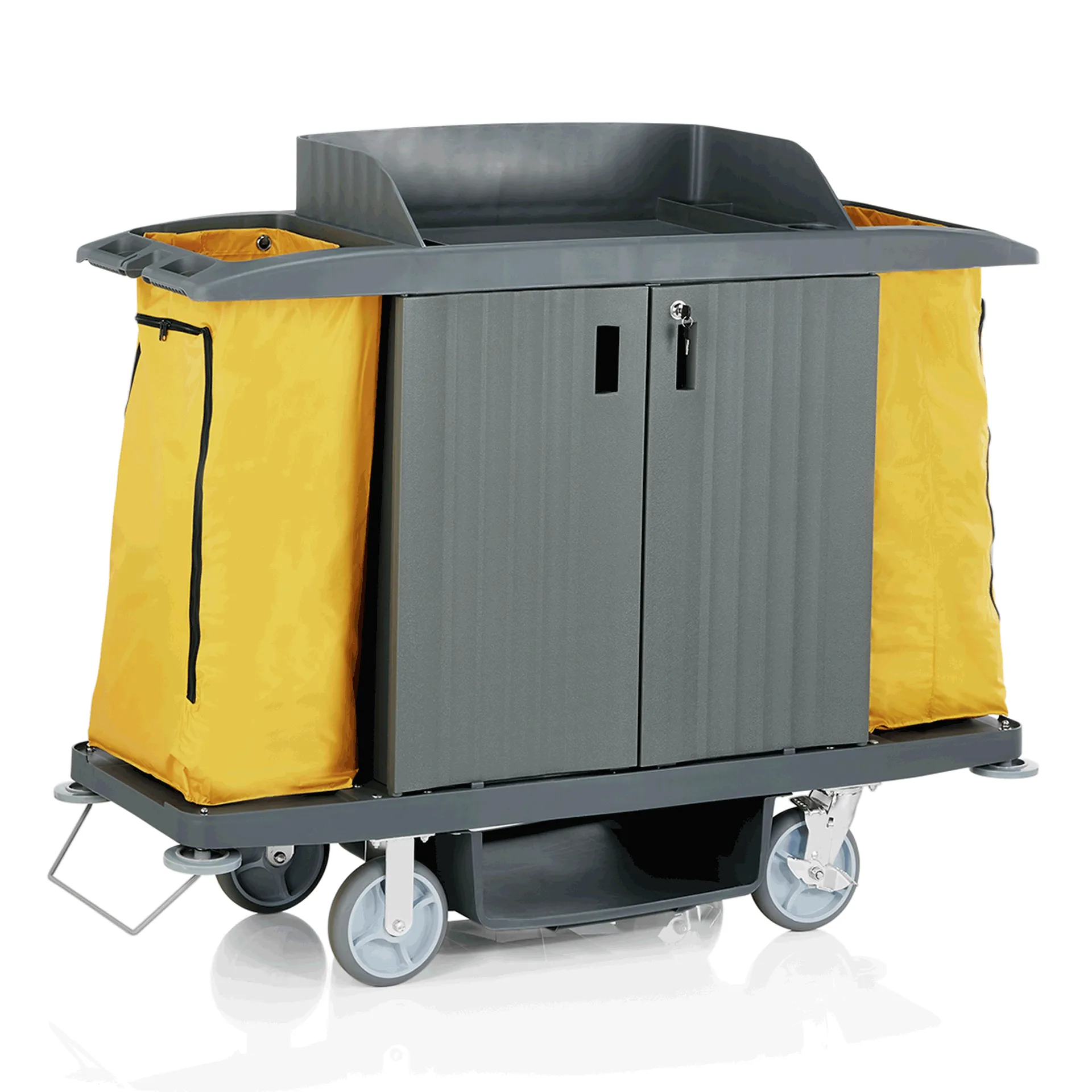 WAS Zimmerservicewagen, 155 x 55 x 130 cm, gelb, Kunststoff, PVC, Polyesterfaser