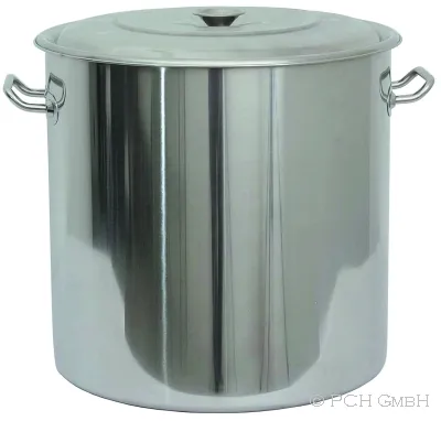 WAS Abfallbehälter mit Deckel, Ø 42 cm, 47,5 ltr., Chromnickelstahl