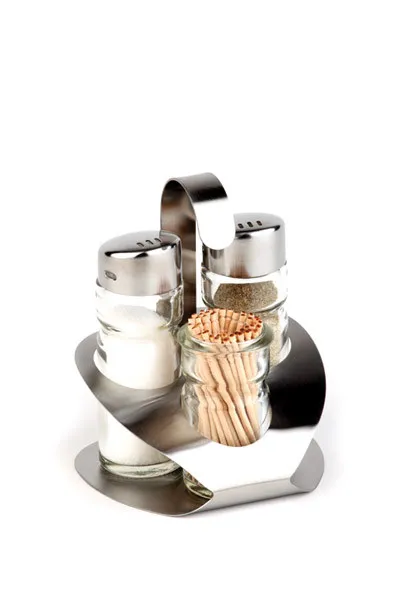 APS 3-tlg. Menage -Pro- 9,2 x 8,5 cm, H: 11,5 cm , Edelstahl matt / Glas