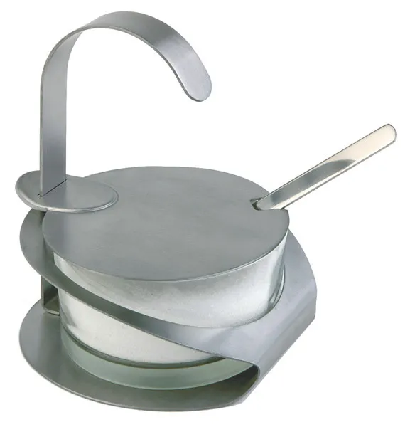 APS Parmesan-Menage -PRO- Ø 10,5 cm, H: 13 cm , Glas, 18/8 Edelstahl, mattiert