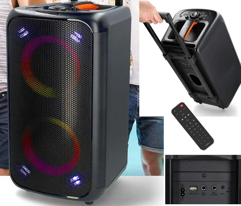 Musikanlage USB MP3 Bluetooth Aux 240W mit Lithium-Akku bis 5-Stunden Spielzeit PP2480 Akkubox