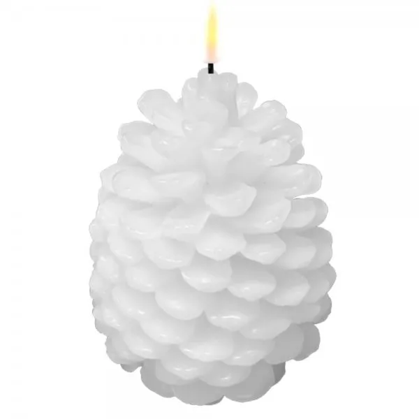 Deluxe Homeart Zapfenkerze LED Weiß (10x13cm)