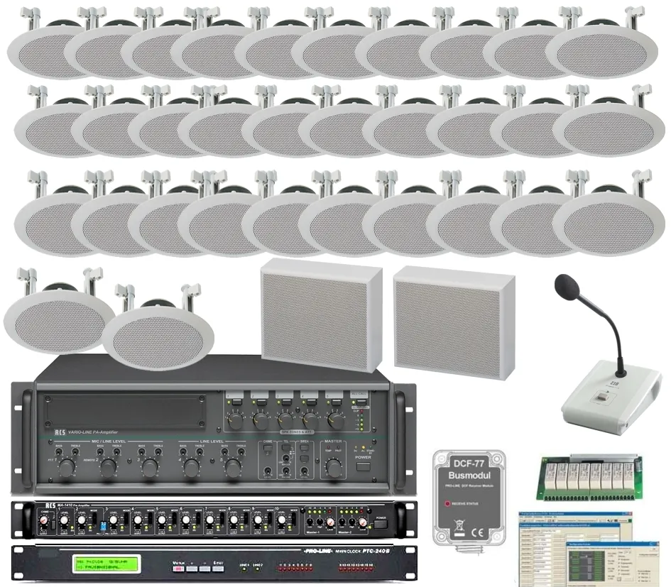 Durchsagesystem für SCHULE mit Pausengong SET38 - 38-teilig -