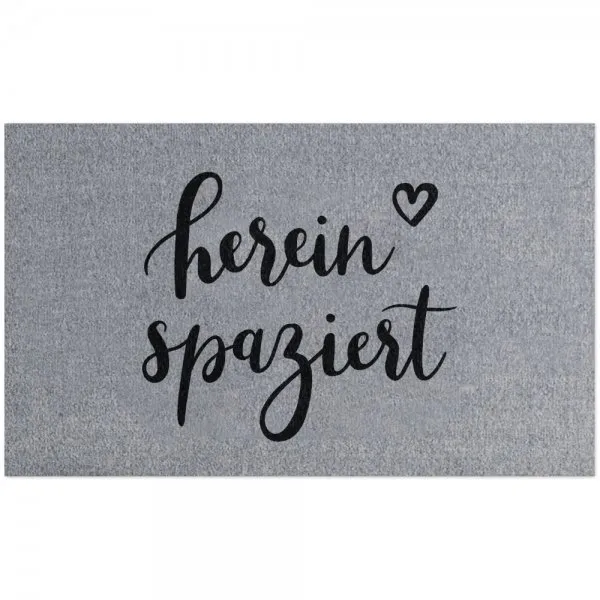 Eulenschnitt Waschbare Fußmatte Hereinspaziert Grau (75x45cm)