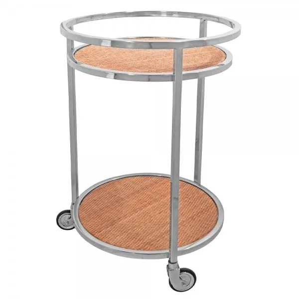 Fink Barwagen Catania Edelstahl mit Geflecht Rund