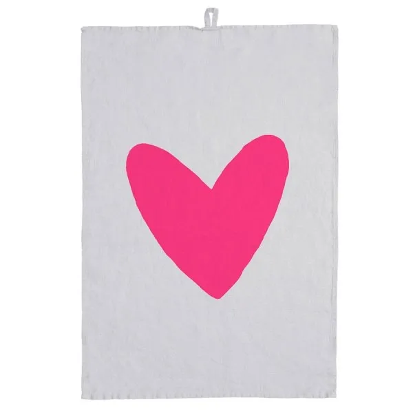 Frohstoff Geschirrtuch Herz Grau Pink
