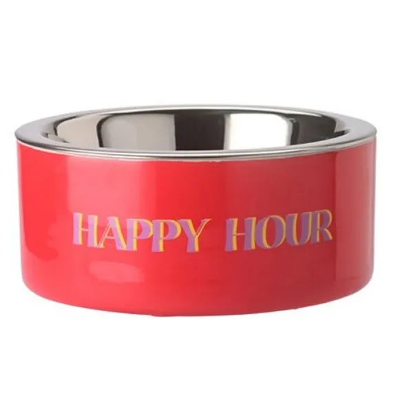 Gift Company Futternapf Love Pets für Katzen und Hunde Happy Hour Neon Rot (17cm)