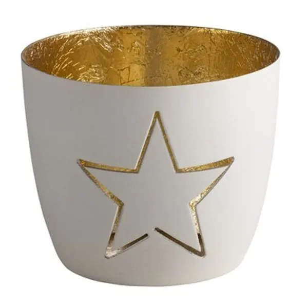 Gift Company Windlicht Madras Stern Weiß Gold