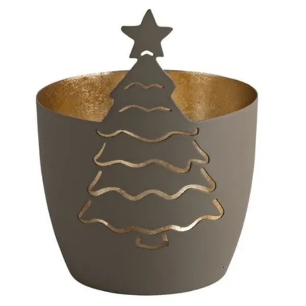 Gift Company Windlicht Madras Tannenbaum Flannel Gold