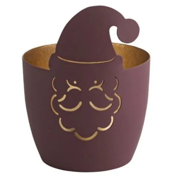 Gift Company Windlicht Madras Weihnachtsmann Burgunder Gold