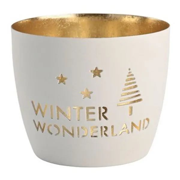 Gift Company Windlicht Madras Winter Wonderland Weiß Gold