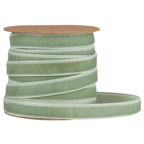 Ib Laursen Geschenkband Veloursband auf Spule Staubig Grün (10 Meter)