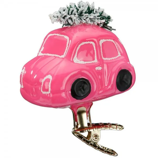 Inge Glas Christbaumschmuck Weihnachtsauto Pink (7cm)