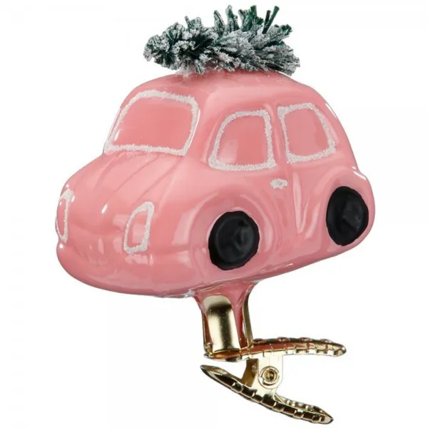 Inge Glas Christbaumschmuck Weihnachtsauto Rosa (7cm)