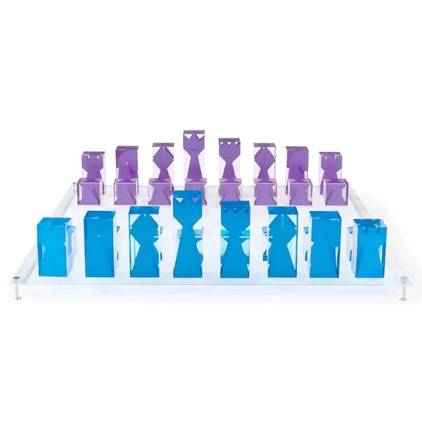 Jonathan Adler Schachspiel Acrylic Chess Blau Violett