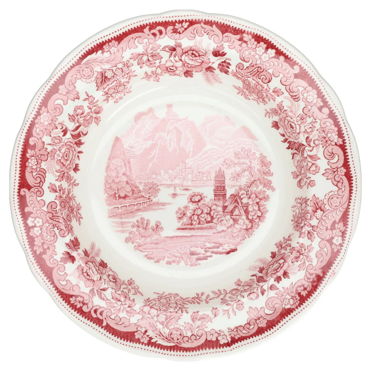 Suppenteller - Spode Copeland Pink Red Rhine